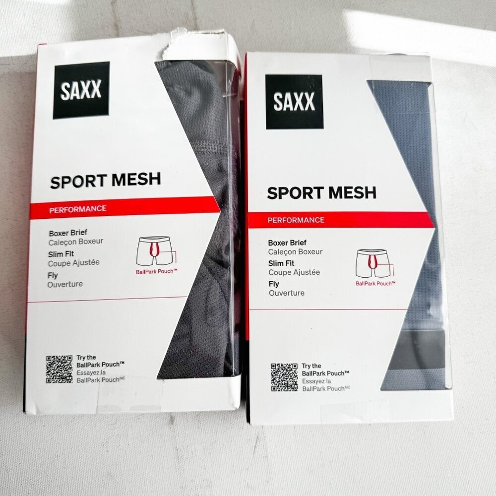 SAXX Sport Mesh Boxer Brief  Mens Underwear X 2 PAIRS Grey XXL